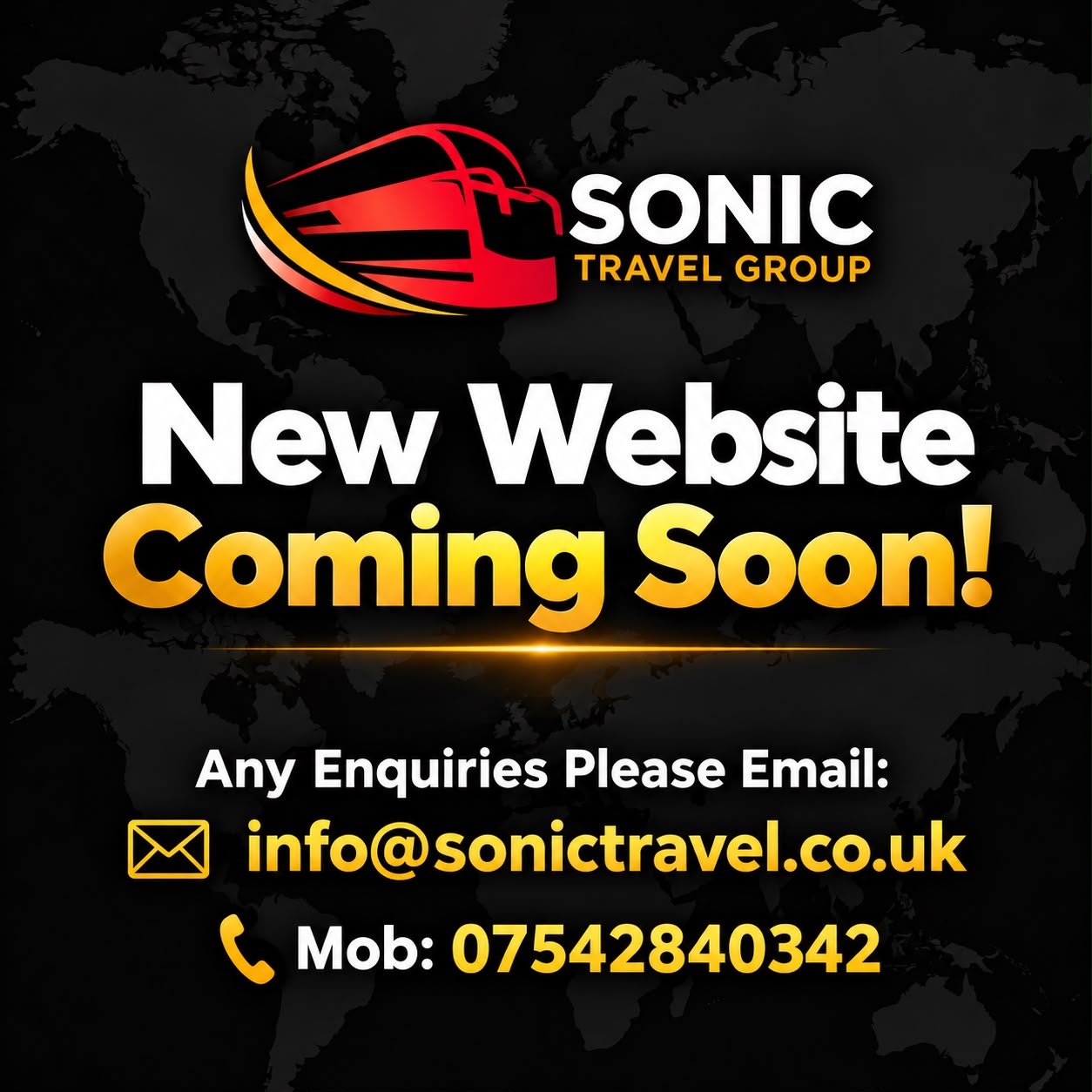Sonic Travel Group - New Website Coming Soon. Email info@sonictravel.co.uk. Mobile 07542 840342.